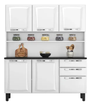 Kit de Cozinha Itatiaia Compacta em Aço 6 Portas 2 Gavetas Pratika Branco